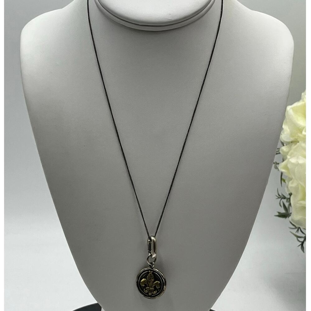WAXING POETIC WP‎ Sterling Silver Fleur De Lis Wax Sealed Pendant Necklace 16".